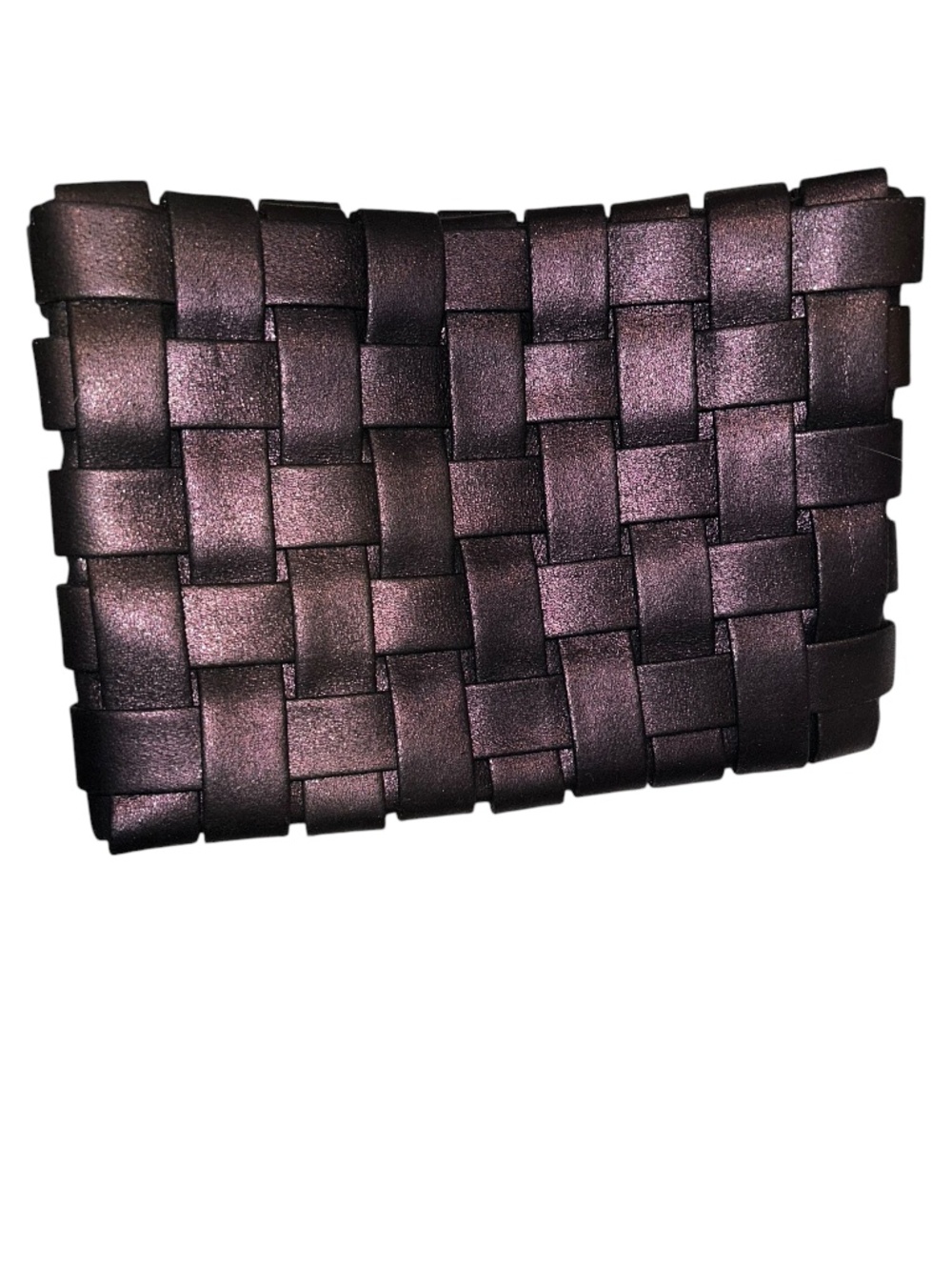 Anthropologie woven vegan leather Bronze Metallic Sheen clutch bag